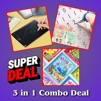 3 in 1 - Kids Learning Deal (4 Sank Magic Book + Water Magic Book + 8.5 Inches Writing Tablet)