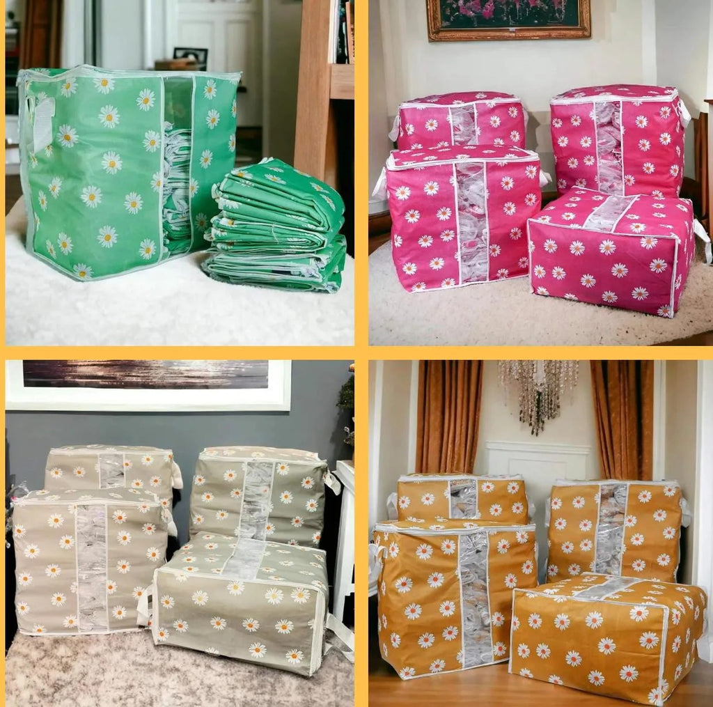 Premium Non Woven Storage Bag | Flower Print (Set of 2)