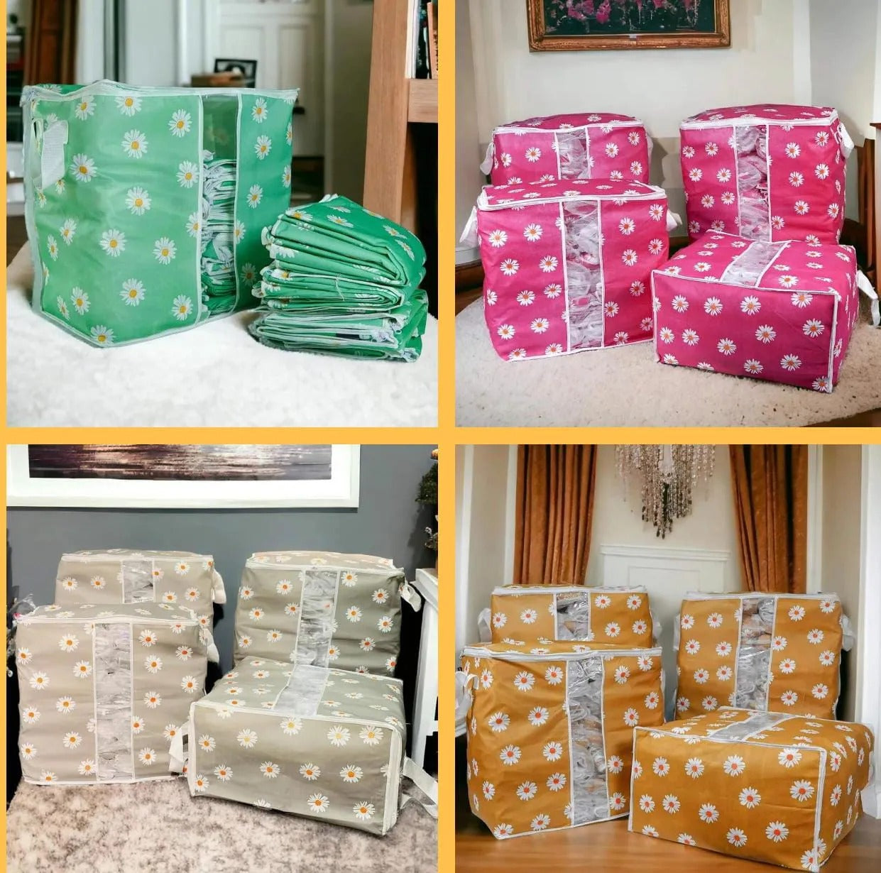 Premium Non Woven Storage Bag | Flower Print (Set of 2)