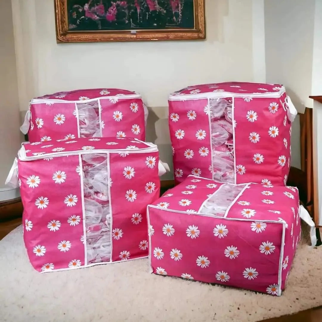 Premium Non Woven Storage Bag | Flower Print (Set of 2)