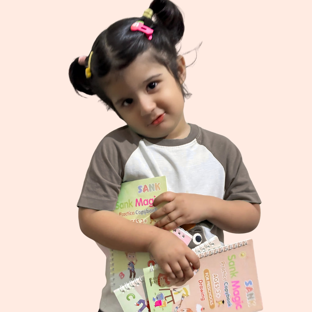 Sank Magic Practice Copy Books (4 Magic Copybooks + 10 Extra Refills + 1 Magic Pen)