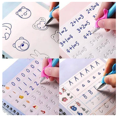 Sank Magic Practice Copy Books (4 Magic Copybooks + 10 Extra Refills + 1 Magic Pen)